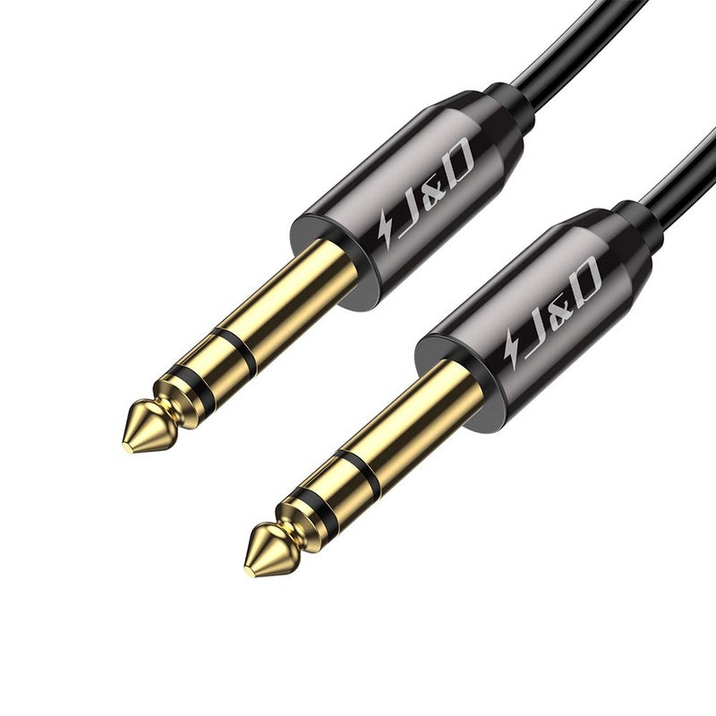 J&D 1/4 inch TRS Cable, Gold Plated Heavy Duty Copper Shell TRS 6.35mm Male to Male Balanced Stereo Audio Adapter, Quarter inch Guitar Interconnect Cable for Studio Monitors, Bass, Keyboard, 3 Feet - Image 1